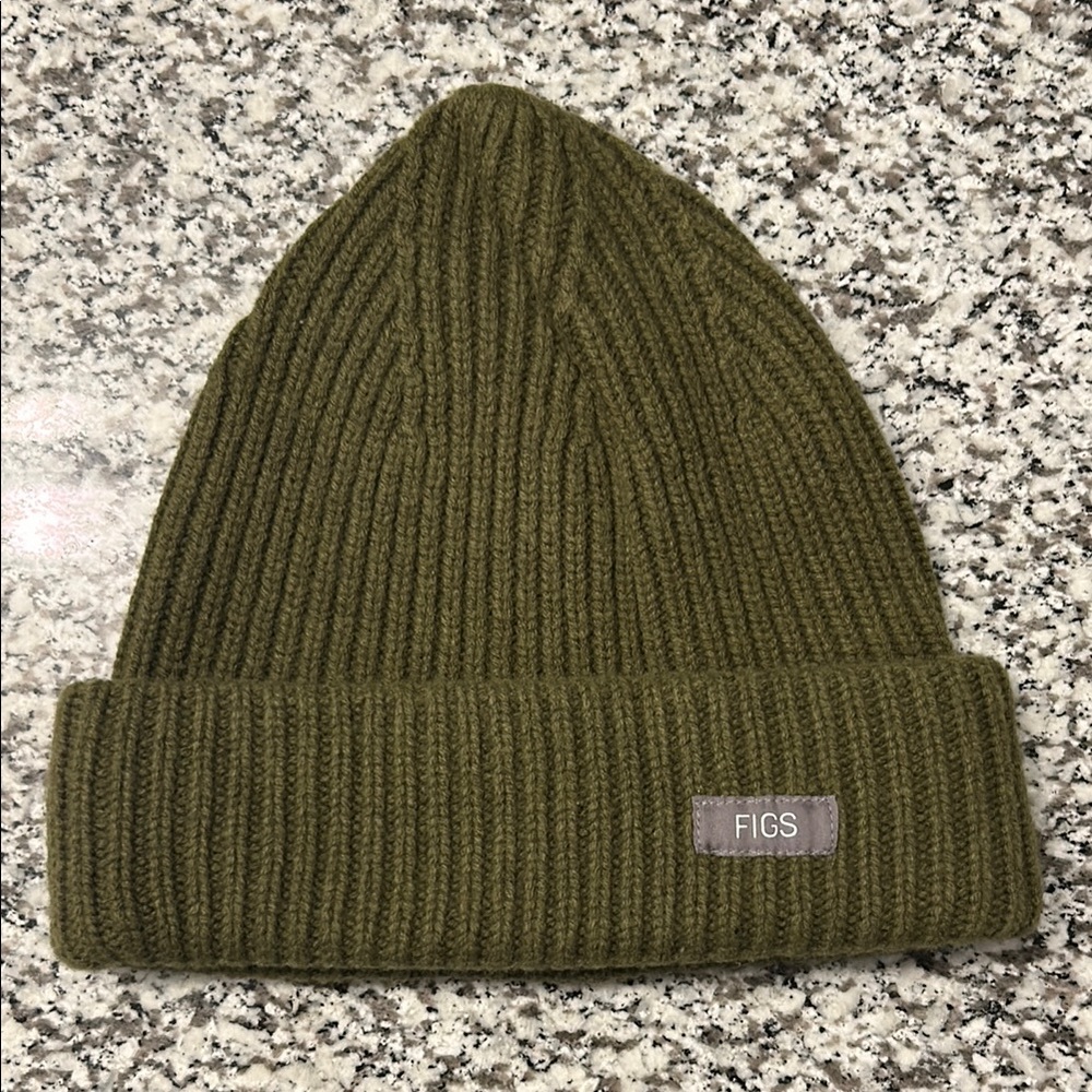 Figs Olive Green Knit Beanie 100% Merino wool